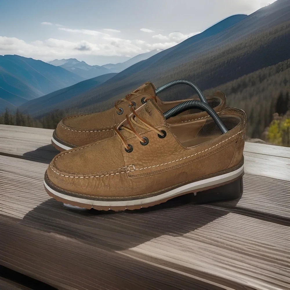 Clarks Originals Men's Size 10.5 Wallabee Tan Leather Dress Casual Shoes‎ Clean